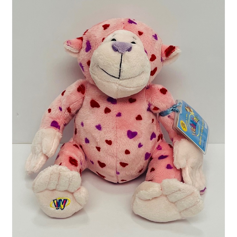 Webkinz Love Monkey HM343 Ganz Pink Heart Plush NWT Sealed Code 8" Toy
